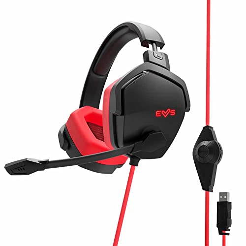 ES Gaming Headset ESG 4 Surround 7.1 Red Cuffie gamer da PC di Gioco (LED Light, 7.1 Surround Sound, Cuscinetti di Proteina Naturali Ear Pads) - Rosso - Cuffia gaming - Immagine 3