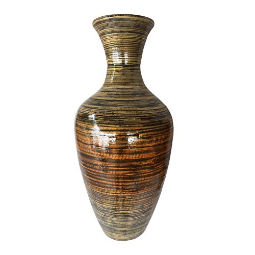Homeroots 25" High Decorative Bamboo Floor Vase, Black And Gold Spun (6000294827) #TOP6