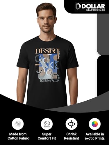Image of Dollar Club Men's Cotton Round Neck Printed T-Shirt Black
