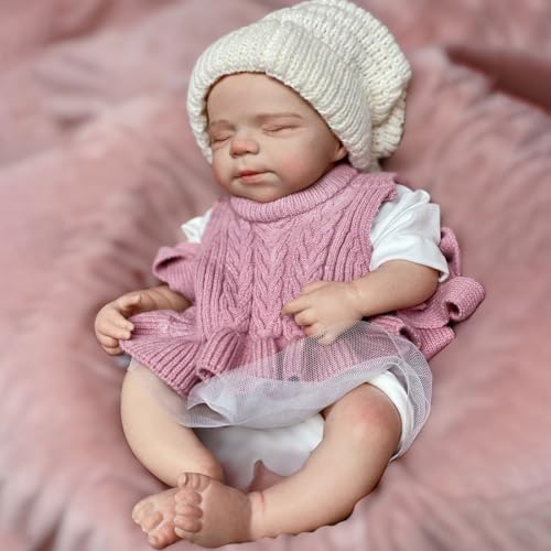 45cm Silikon Reborn Puppe Mit Gewicht Lebensechte Reborn Baby Puppen Mädchen Realistische Schlafenden Neugeborene Waschbare Handbemalte Puppe – Bild 3