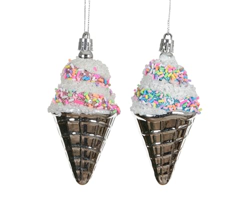 Christbaumschmuck Kunststoff 10,5cm - Eiswaffel Figur zum Aufhängen -...