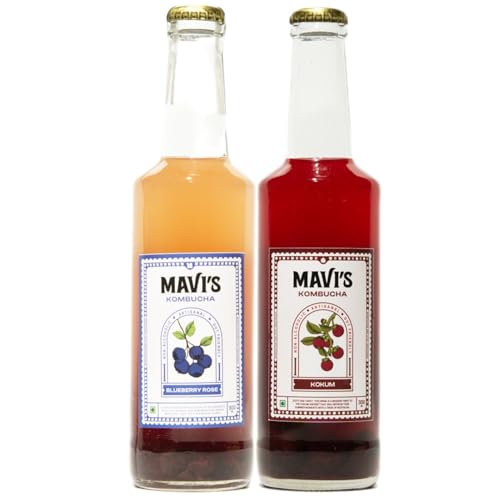 MAVI’s Blueberry Rose & Kokum Kombucha | Non Alcoholic | Artisanal | Gut friendly | tasty and refreshing beverage | Pack of 2 | 300ml each