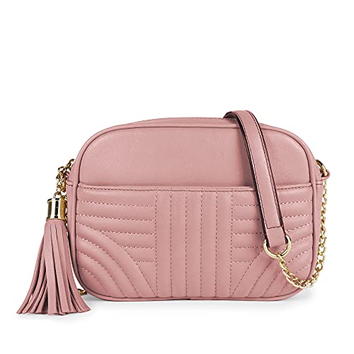 Image of EVVE Quilted Crossbody Bags for Women - Stylish Camera Bag with Tassel - Lightweight Medium Size Shoulder Purse