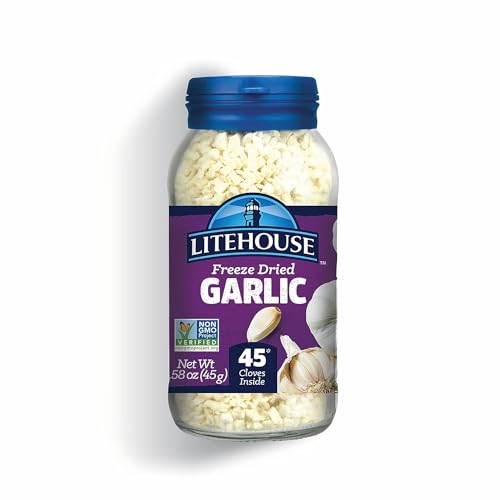 Litehouse Freeze Dried Garlic - Garlic, Substitute for Fresh Garlic & Minced Garlic, Jar Equal to 45 Garlic Cloves, Garlic Flakes, Garlic Freeze Dried, Non-GMO, Gluten-Free - 1.58 Ounce