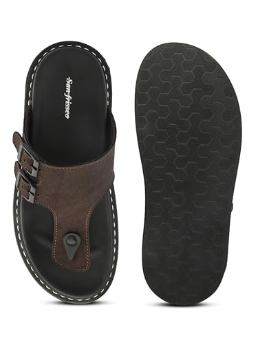 Image of San Frissco Men's Sandals with Round Toe | Perfect Fit for Summer and Rainy Season Anti-Slippery with PU Footbed Easy to Walk Slipper, Chappal | Stylish Casual Comfortable Floaters for Men