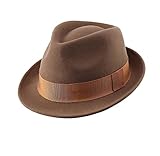 Home Prefer Men's Wool Felt Winter Hat Short Brim Fedora Hat Tan Large (7 3/8) 59cm