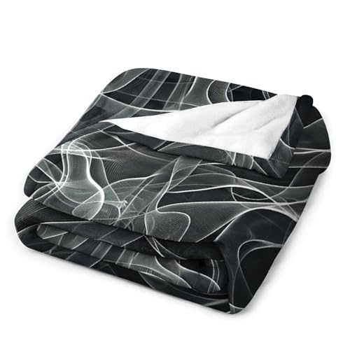 Couverture pelucheuse flanelle lignes blanches douce plaid salon 60cm - 7