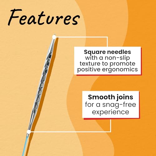 Image of skacel by addi Rocket 2 (Squared) Circular Knitting Needles, Fixed 20 Inch (50 cm) Plated Brass Tips with Flexible Nylon Cord, 3 mm (US Size 2)