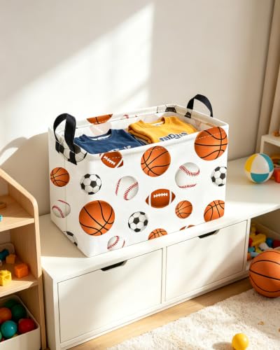 Image of Essme Rectangular Kids Baskets,Ball Storage Box,Cute Basket for Kids with Handles for Room Decor, Book Bins,Shelf Basket.(Ball