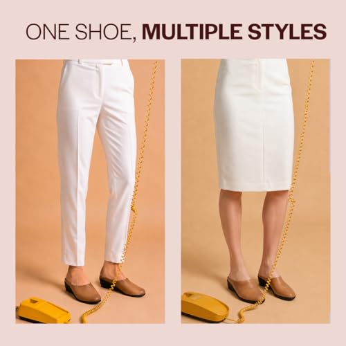 Image of FAUSTO Women Formal Back Open Platform Wedge Heel Slip‑On Mule Shoes | Stylish Office Footwear | Comfortable Fashion Shoes
