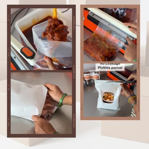 Image of Foreign Pickle Packing Covers | LDPE Poly Bags for Travel & Export | Virgin Plastic Thick Bags | 50 Pcs (25 Milk White 8x10 + 25 Transparent 6x9) | International Pickle Packing Covers