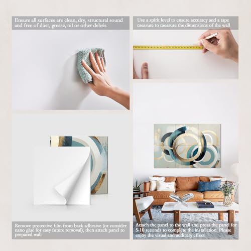Image of JBER 6 Pack Art Acoustic Panels 72 inch x 48 inch, Soundproof Wall Art, Circular