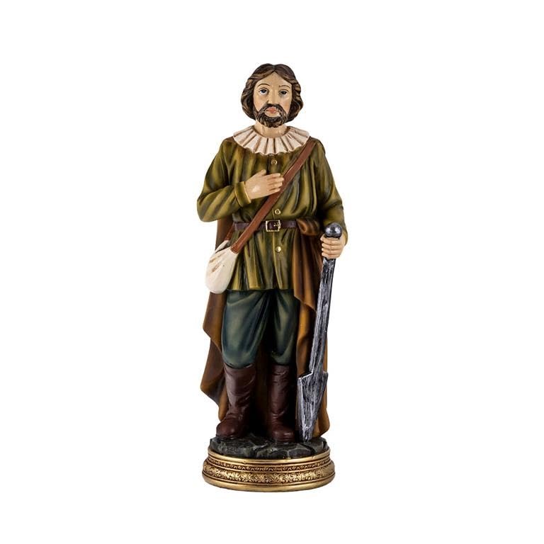Figurine Saint-Isidro Labrador en résine peinte à la main artisanale de 20 cm
