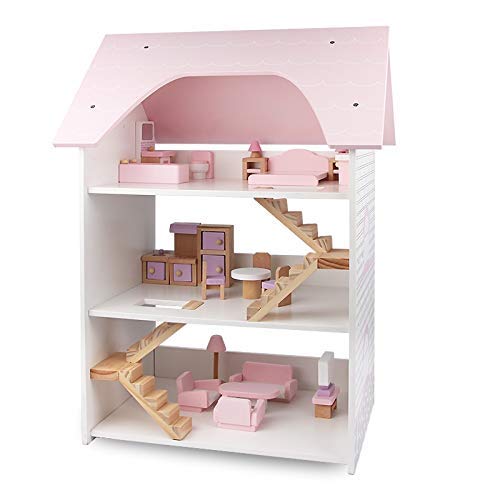 Puppenhaus Spielzeug Haus Modell Große Holzpuppen Haus Prinzessin Haus DIY Puppenhaus 3D Puzzle Für Kinder (Farbe: Pink…