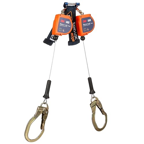 Image of 3M DBI-SALA Nano-Lok Edge Twin-Leg Personal Self-Retracting Lifeline 3500276, Cable, Steel Rebar Lock Hook, 8 ft. Class 2, ANSI