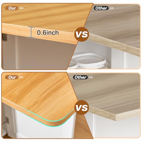 Image of 53 inch Folding Dining Table Space Saving Foldable Dining Table with Drawer, Shelves and Wine Racks, Drop Leaf Table for Small Spaces, Extendable Folding Kitchen Table with Lockable Wheels