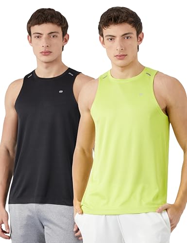 Image of Amazon Brand - Symbol Men's Polyester Color Block Active Regular Fit Sports | Round Neck | Sleeveless T-Shirt