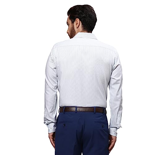 Image of Park Avenue Men's Pure Cotton Stripe Pattern Slim Fit Semi Cutaway Collar Full Sleeve Formal Shirt