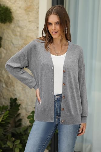 Image of Arach&Cloz Women's Wool Blend Oversized Lightweight Spring Business Casual Cardigan Sweaters