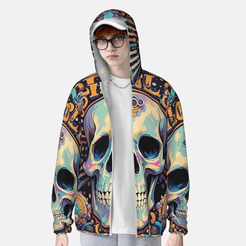 Women's UPF 50+ Sun Protection Hoodie Cool Skull Graphics Sun Shirt Long Sleeve Fishing Shirts for Men Jacket4
