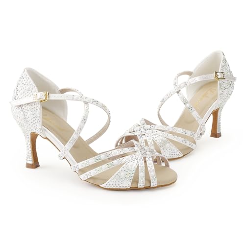 Image of Latinsoul Y205-36 Women's Crystal Rhinestone Latin Dance High Heel Shoes - Stylish Adjustable Strap Design Comfortable Dance Shoes