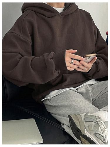 SOLY HUX Men's Hoodies Sweatshirt Collar Hoodies Pullover Casual Drop Shoulder Basic Pullover Sweatshirt with Hood2