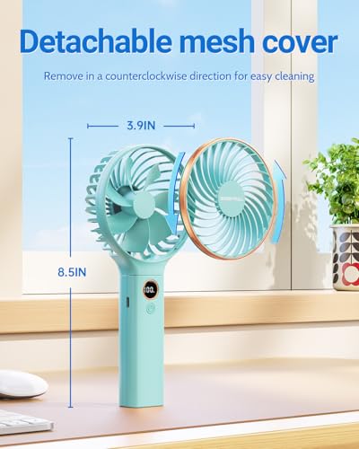 Image of SWEETFULL Handheld Fan, Portable Fan, 5000mAh Rechargeable Battery, 6 Speed Wind, LED Display, Personal Mini Travel Fan with Backup Power, Hand Held Fan USB Foldable Electric Fan for Women Girl