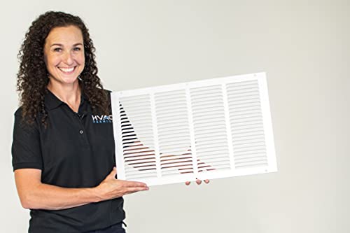 24"W X 6"H Steel Return Air Grilles - Sidewall And Ceiling - Hvac Duct Cover - White [Outer Dimensions: 25.75"W X 7.75"H] #TOP7