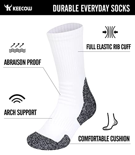 KEECOW Men's Crew Socks Women, Athletic, Cushioned, Working Hiking Running, Multipairs2