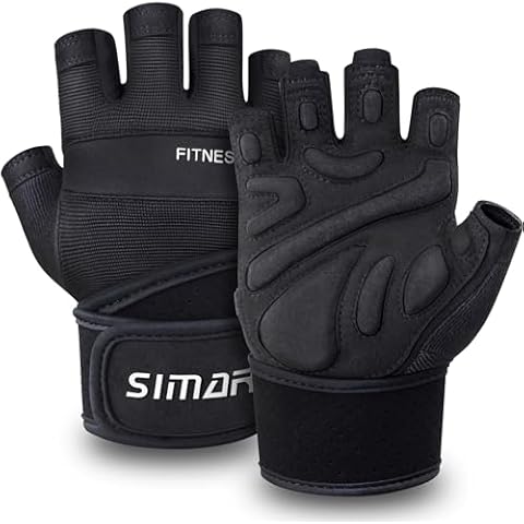 SIMARI Padded Workout Gloves for Men and Women, Ventilated Weight Lifting Gloves with Wrist Wraps Support, Full Palm Protection, Great Grip for Gym Training, Fitness, Weightlifting, Exercise Cover
