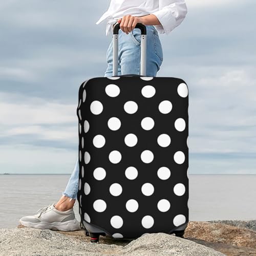Black and White Polka Dot Travel Luggage Covers - Elasticity Suitcase Covers Protector for Luggage 18-32 Inch 7
