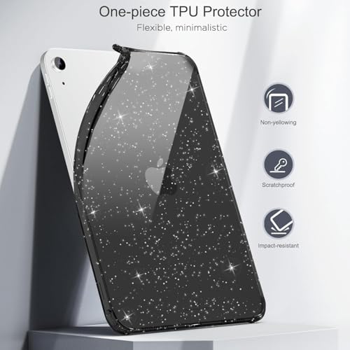 Image of MOCA Case for iPad 6th 5th Generation (iPad 9.7 inch, 2018 /2017), AIR 2 Impact Resistant, Slim, Lightweight Glitter Case (Black, ipad 9.7 inch)