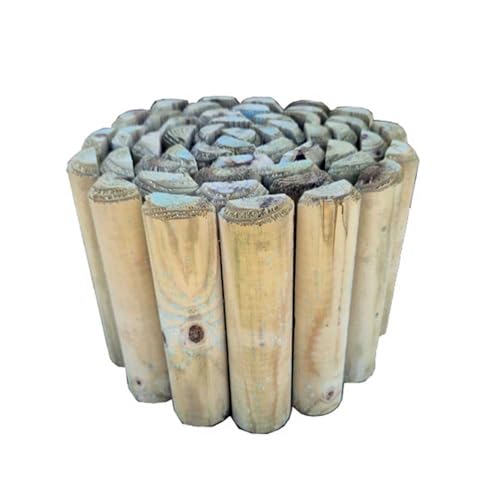 Beeteinfassung für den Garten aus Holz – 250 x 20 x 2,5 cm – ausrollbar aus imprägnierter nordischer Kiefer – Rollborder Stärke 25 mm – mit halben Pfosten von 5 cm