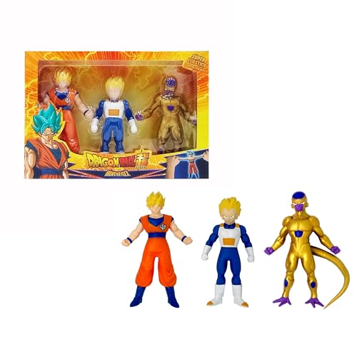 Bizak MONSTERFLEX Dragon Ball Pack de 3 Figuras tamaño Maxi Set 2, muñeco súper Extensible y elástico, 12 para coleccionar, para Adultos Fans coleccionistas y niños Desde 4 años, (64390231-2)