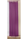 Farbe: Brombeer Schlaufenschal Gardine Uni transparent Voile, 245x140, Brombeer, 61175
