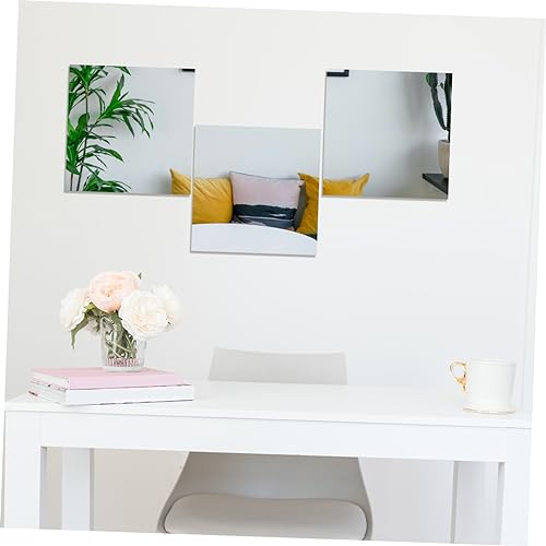 Cabilock 6 Peças Decalque Adesivos De Parede Decoração Espelho 15c Quadrado Acrílico