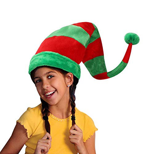 Chapeau de Lutin de Noël Chapeau de Père Mère Noël en Peluche Chapeau Elfe Long Bonnet de Noël Costume de Noël Elfe Moulable Accessoire de Déguisement Halloween Chapeau de Bouffon pour Adulte Enfant