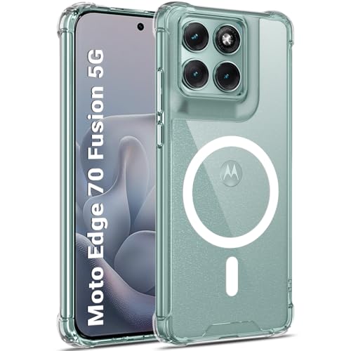 Image of TheGiftKart Shockproof Ultra-Hybrid Back Cover Case for Motorola Moto Edge 70 Fusion 5G Compatible with MagSafe | 360 Degree Protection | Crystal Clear Hard Case Cover (PC & TPU, Transparent Bumper)