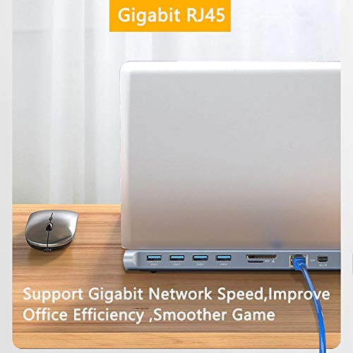 Image of Tobo USB C Hub 12-in-1 Docking Station with DisplayPort 4K, HDMI 4K, VGA, 3 Port USB 3, USB-C PD 100W, Audio 3.5mm, SD /TF Card Reader, Ethernet, For MacBook Pro, Air, iMac, Mac Mini, iPad all Thunderbolt 3(USB-C-12 IN 1) - TD-152TC