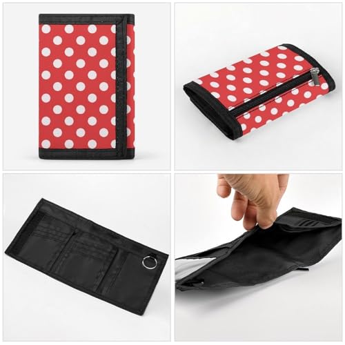 White Polka Dot Red Print Wallet for Men, 8 Credit Card Holder Slim Minimalist Front Pocket Small Mens Bifold Wallets4