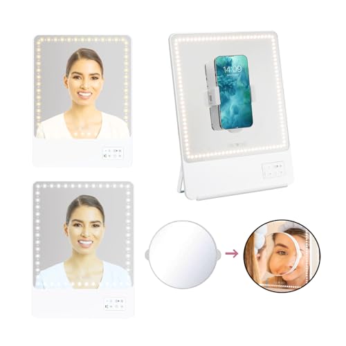 Riki Skinny Duo Lighted Mirror - Travel Makeup Mirror with Lights and 10X Magnification | Portable Mirror with Lights for Beauty On-the-Go