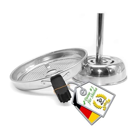 e-Row Shisha Fireplace Attachment Deluxe Badcha x cm for Every Head & Hookah with Stainless Steel Handle More Smoke Less Burnt Tobacco Thanks to Charcoal Sieve (1) Cover