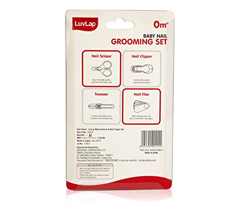 LuvLap-Baby-Grooming-Scissors-Nail-Clipper-SetKit-Manicure-Set-4pcs-White-0m LuvLap Baby Grooming Scissors & Nail Clipper Set/Kit, Manicure Set, 4pcs, White, 0m+