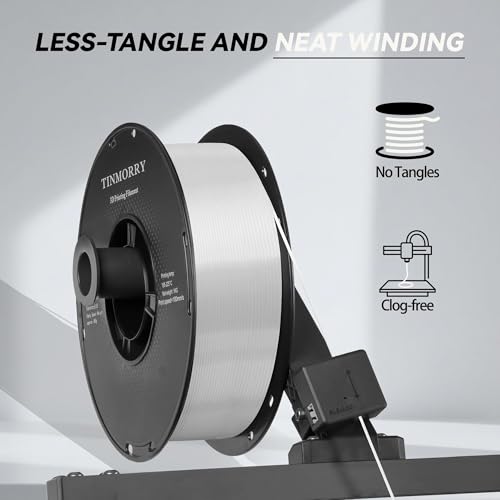 Image of PLA Filament 1.75mm, TINMORRY 3D Printer Filament, 1kg (2.2lbs), Compatible with Bambu FDM 3D Printer, Silk White