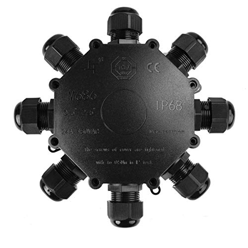 8 Way Electrical Junction Box, La Vane IP68 Waterproof 8 Way Cable Connector Lighting Connector Electric External Coupler, Cable Gland Ø 4-14mm