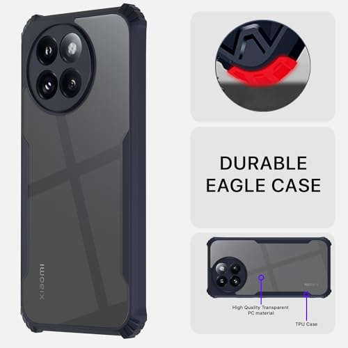Image of Pikkme Back Cover | Crystal Clear Transparent Back | Ultra Hyrbid | Full Camera Protection | Raised Edge | Bumper Back Case for Xiaomi Civi 4 Pro 5G / Xiaomi 14 Civi 5G (Blue)
