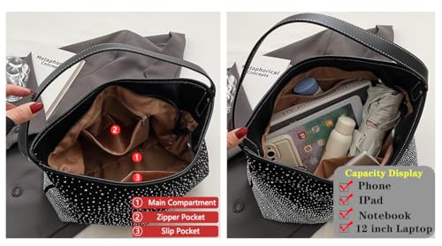 Image of Ladies Rhinestone Hobo Shoulder Bag Large Purse and Handbags Glitter Tote Bag