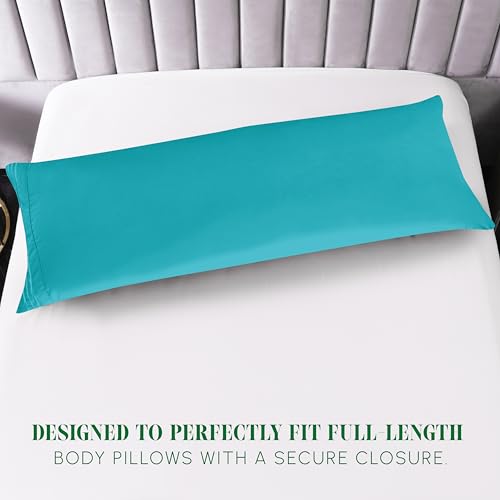 Image of Elegant Comfort Luxury Ultra-Soft 1-Piece Body Pillowcase - 1500 Premium Hotel Quality Microfiber Double Brushed - Wrinkle Resistant, Body Pillowcase Size, Turquoise