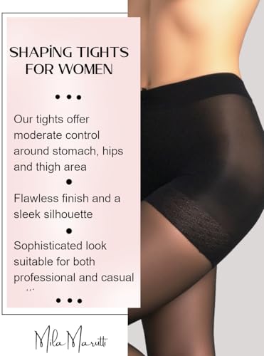 Image of MILA MARRUTTI Women's Premium Shaping Tights for Women | Sheer Control Top Stockings Pantyhose | Tummy Control Nylons