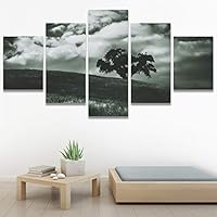 SIGNWIN 5 Panel Canvas Wall Art Duotone Forest for Home Decorations Ready to Hang - 60